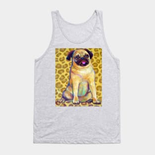 Funky Pug With Cheetah Print Tank Top